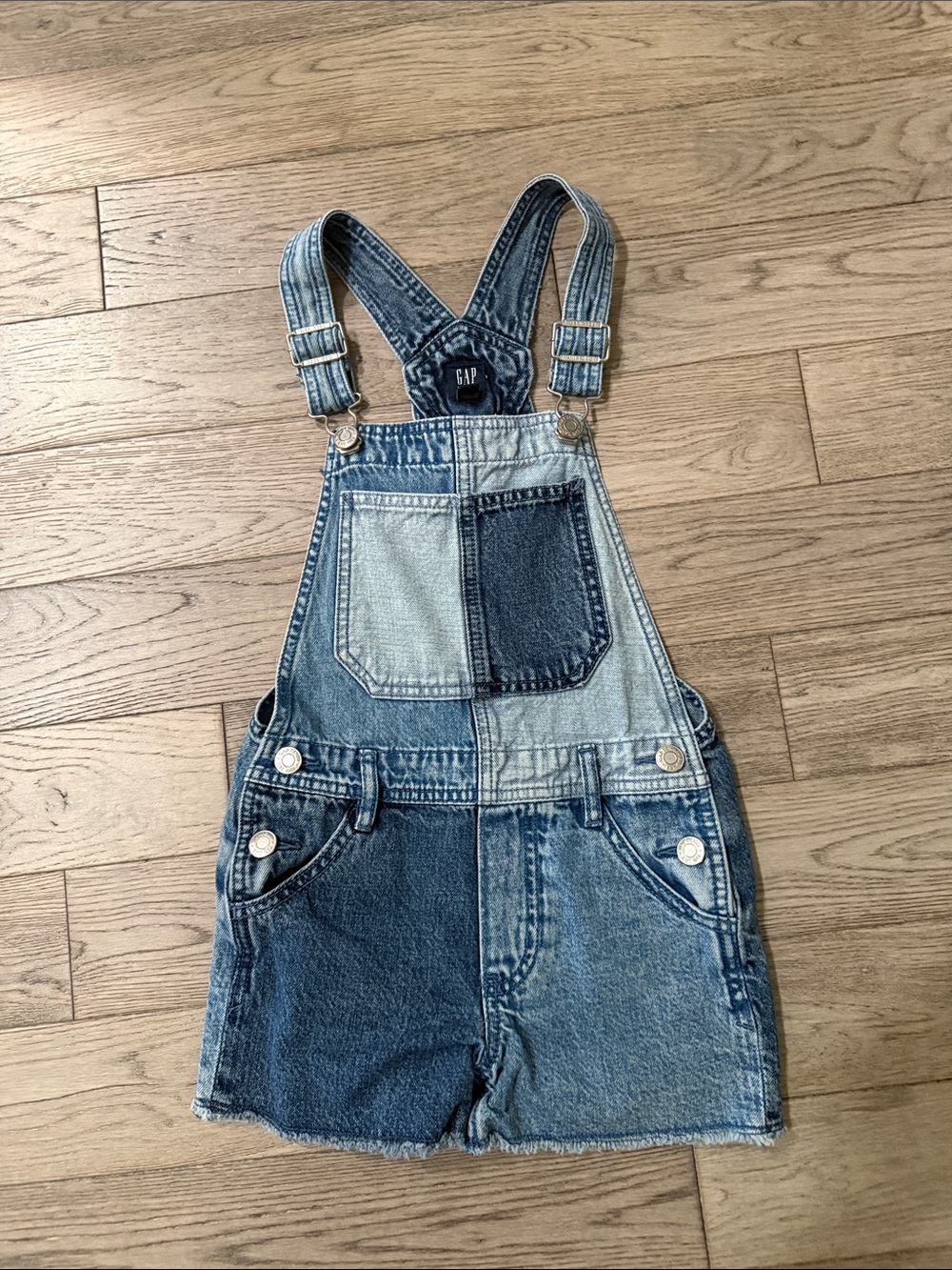 GAP Two-Tone Denim Shortalls - Light & Dark Blue